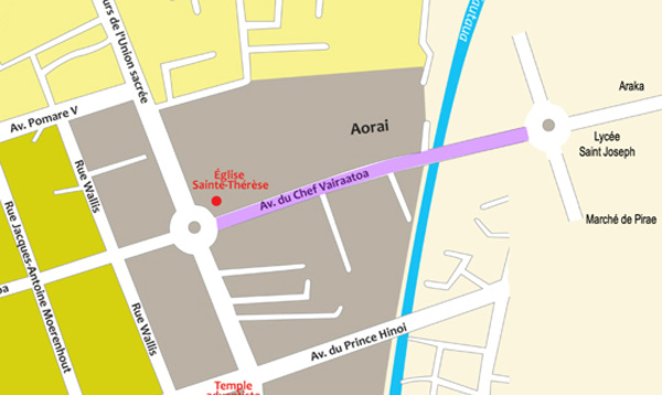 Réglementation de la circulation : Avenue du chef Vairaatoa, entre les ronds-points de Sainte Thérèse et de Araka