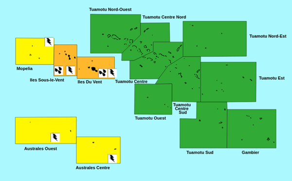 Vigilance orange pour fortes pluies aux îles de la Société