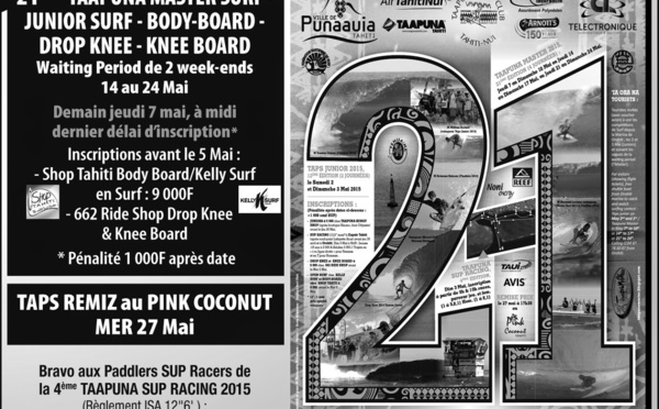 La Taapuna Master aura lieu du 21 au 24 mai