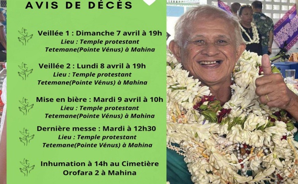Tehau Tauotaha “Honotea” est décédé