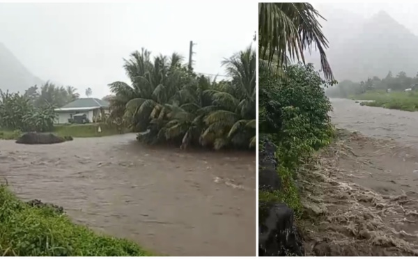 Plusieurs rivières sont entrées en crue sans déborder, dont la Fauoro à Teahupo’o, surveillée de près par les pompiers et les riverains (Crédit : Facebook/Vero Einaa).
