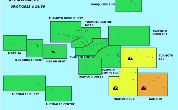 Vigilance météo pour forte houle aux Gambier et aux Tuamotu Sud et Est