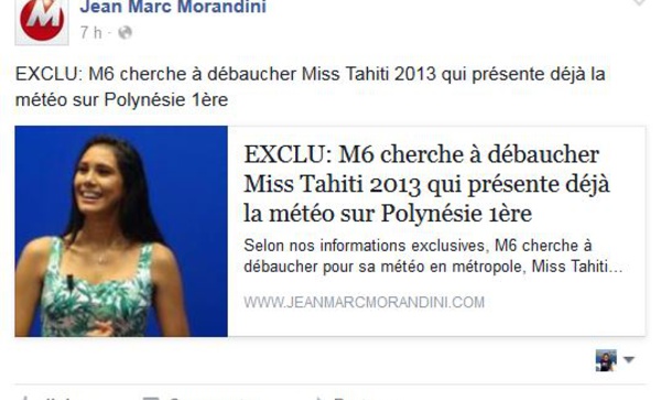 Mehiata "chassée" par M6  pour présenter la météo