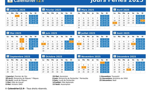 Les jours fériés en 2025 avec une inconnue