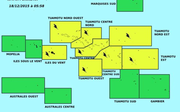 Météo: Avis de vigilance en cours sur une grande partie de la Polynésie