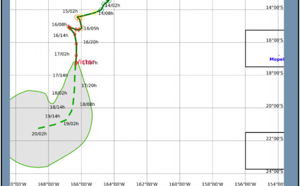 Le cyclone Victor se situe loin de Tahiti