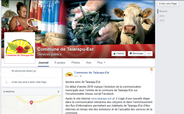 La commune de Taiarapu-Est sur Facebook