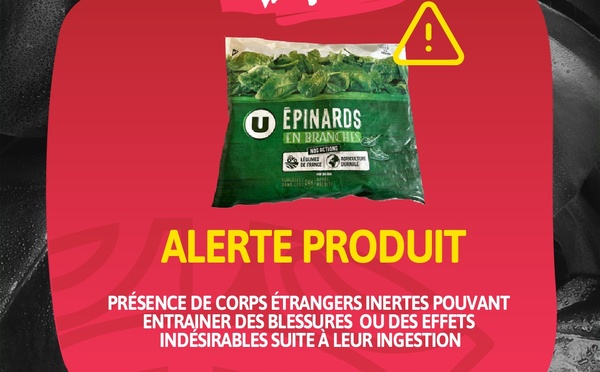 Alerte produit : présence de corps étrangers dans des épinards surgelés