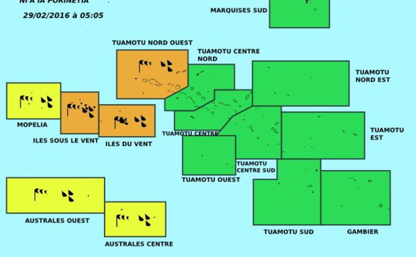 Les fortes pluies et les rafales persistent, avis de vigilance orange maintenu sur la Société ( lun 5:00)