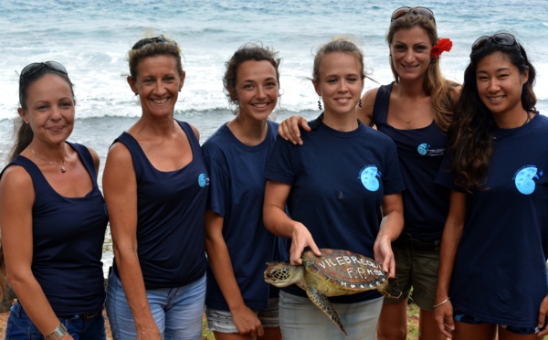 Deux tortues vertes relâchées à Temae  
