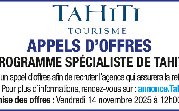 APPEL D'OFFRES DE TAHITI TOURISME