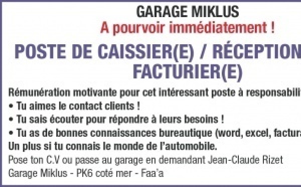 LA SOCIÉTÉ GARAGE MIKLUS RECRUTE : PLUSIEURS POSTES A POURVOIR !