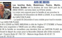 Décès de Monsieur Ange BODO