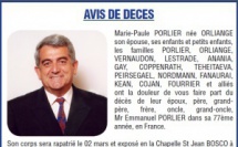 Décès de Monsieur PORLIER Emmanuel
