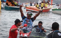 Va'a V1 - Super Aito 2018 : Steeve Teihotaata devant Taaroa Dubois et Damas Ami