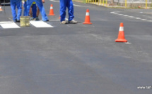 Travaux sur la route dans le centre-ville de Papeete