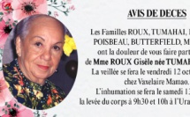 Décès de Madame ROUX Gisèle née TUMAHAI