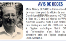 Décès de Monsieur Dominique BENARD