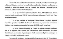 TAHOERAA: mise au point au propos des investitures UMP et du soutien à Villepin