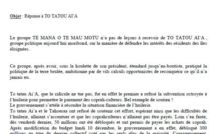 Communique de presse du groupe TE MANA O TE MAU MOTU