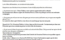 Communiqué de Teva Manutahi: "Falleta ou le parti du condamné"