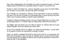 Communiqué du Tahoreraa : " Carton rouge à la couleur aubergine"