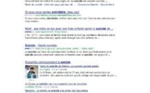 En tapant "suicide" dans Google, les coordonnées de SOS Amitié apparaissent