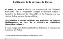 Communiqué de Ia Mana Te Nunaa: "l'allégorie de la caverne de platon"