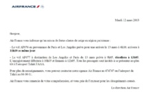 Air France: modifications des horaires des vols  du mercredi 13 mars 2013 :