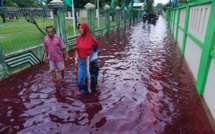 Indonésie: des flots de couleur rouge sang après des inondations