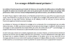 Communiqué du Tavini: "les oranges définitivement périmées"