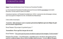 Teiva Manutahi réagit aux propos d'Osacr Temaru sur Polynésie 1ère