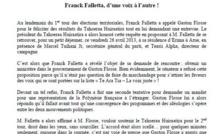 Communiqué du Tahoeraa: "Franck Falletta, d’une voix à l’autre ! "