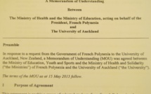 Signature d’un Memorandum of Understanding entre le gouvernement et l’Université d’Auckland pour la formation médicale d’étudiants polynésiens