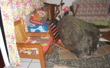 Habitation endommagée par la chute d’un rocher à Papara