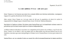 Communiqué du tahoeraa: "La seule ambition d’Oscar, salir notre pays"