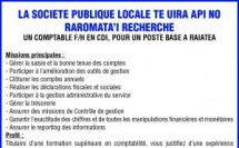 La Société Publique Locale TE UIRA API NO RAROMATA’I recherche un Comptable F/H en CDI