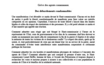 Communiqué de la Présidence: "Grève des agents communaux:  Des débordements condamnables"