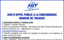 L'Aéroport de Tahiti vous informe de l'avis d'appel public à la concurrence sur les travaux de l'aérodrome de Raiatea
