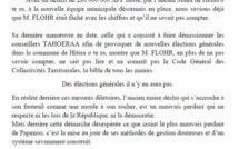 Communiqué de Ia Mana te Nuuna: "le "puputsch" de Flohr