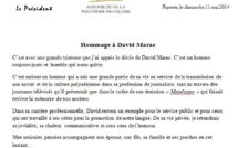 Hommage d'Edouard Fritch à David Marae