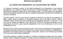 Communiqué du Tahoeraa : La victoire de l'abstention, un nouvel échec de l'UPLD