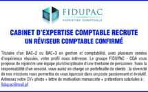Le cabinet d'expertise comptable FIDUPAC recrute un Réviseur Comptable Confirmé