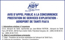 L'Aéroport de Tahiti vous informe de l'appel public à la concurrence sur la prestation de services exploitation de l'aéroport de Tahiti