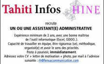 Tahiti Infos et le magazine Hine recrute un(e) Assistant(e) Administratif(ve)