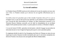 Communiqué de la Présidence : "Le travail continue"