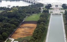 USA : un portrait géant et éphèmere en sable au coeur de Washington