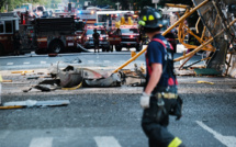La chute spectaculaire d'une grue à New York fait quatre blessés