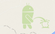 Le robot d'Android urine sur la pomme d'Apple