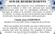 Avis de remerciements de la famille GODEFROY pour le défunt Claude Jean GODEFROY